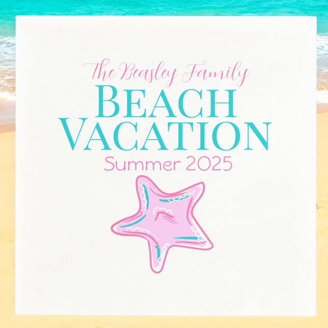 Family Beach Vacation Starfish Napkin (Creator Uploaded)