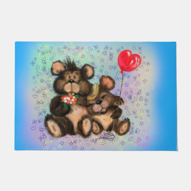 Family Bear with Balloon Doormat (Front)