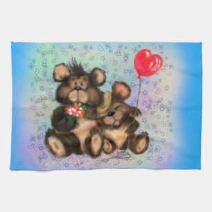Family Bear with Balloon Kitchen Towel