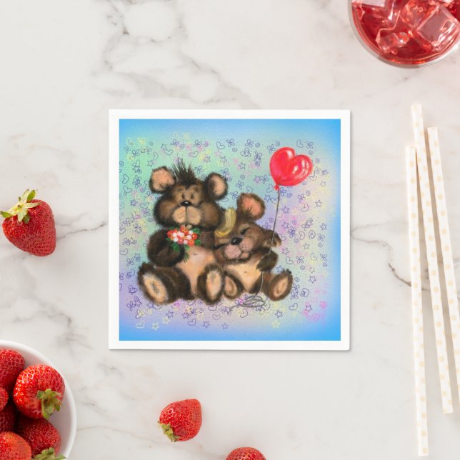 Family Bear with Balloon Napkins (Insitu)