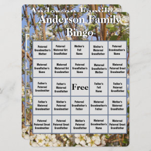 Family Bingo Card White Blossoming Tree Photo