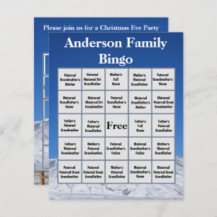 Family Bingo Game Snow Covered Mountain Photo 