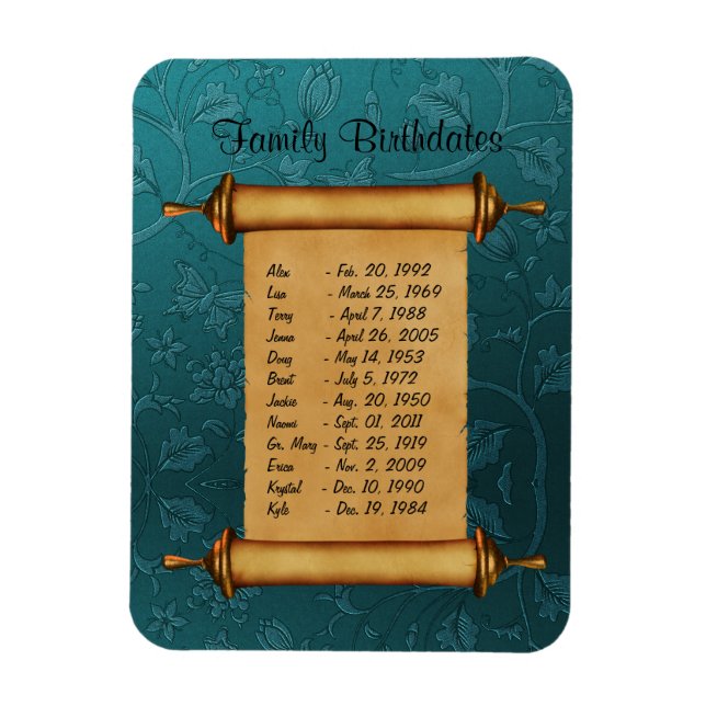 Family Birthdate Reminder Magnet (Vertical)