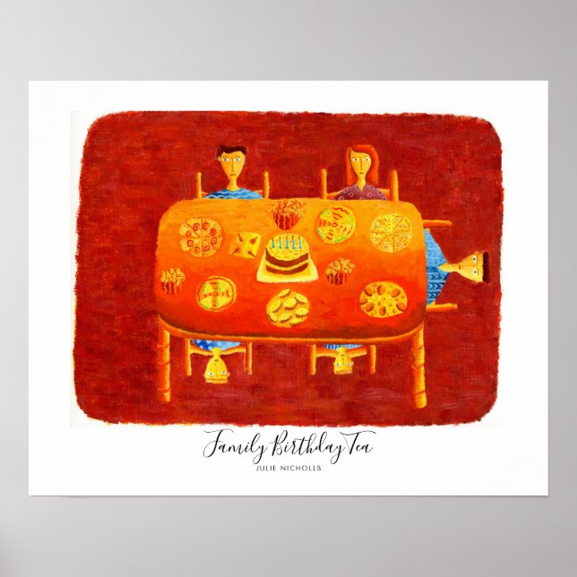 Family Birthday Tea Party Painting Poster (Front)