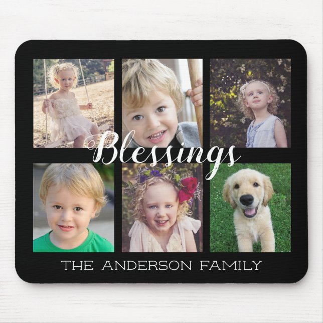 Family Blessings | 6 Photo Collage Mouse Mat (Front)