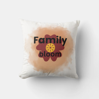 Family Bloom Watercolor Flower Throw Pillow - Boho