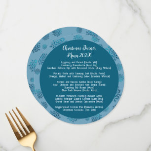 Family Blue Christmas Dinner Round Menu Template