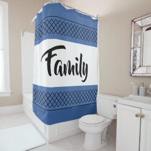 Family Blue Shower Curtain