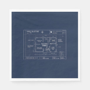Family Blueprint Baby Announcement Napkin