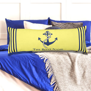 Family Boat Name  Anchor Rope Nautical Blue Yellow Body Cushion