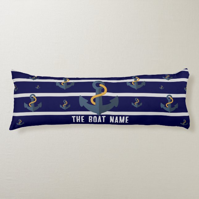 Family Boat Name with Anchor Rope Nautical Body Cushion (Front)