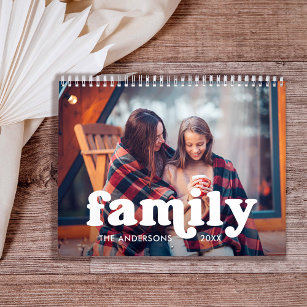 Family   Boho Text Overlay with your Photos 2024 Calendar
