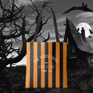 Family Boo Crew Orange Black Stripe Halloween  Tote Bag