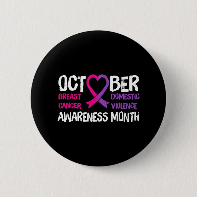 Family Breast Cancer and Domestic Violence 6 Cm Round Badge (Front)