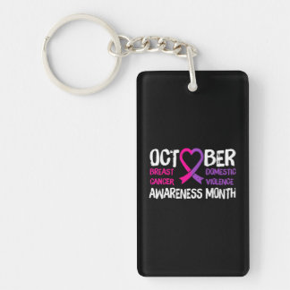 Family Breast Cancer and Domestic Violence Key Ring