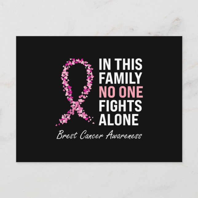 Family Breast Cancer Awareness Pink Ribbon Women S Announcement Postcard (Front)