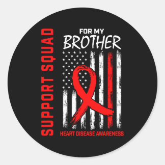 Family Brother Heart Disease Awareness Flag Graphi Classic Round Sticker
