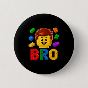 Family brother master builder building brick 6 cm round badge