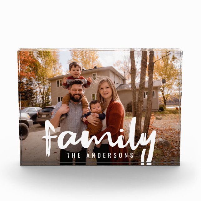 Family Brush Script Photo Block (Front)