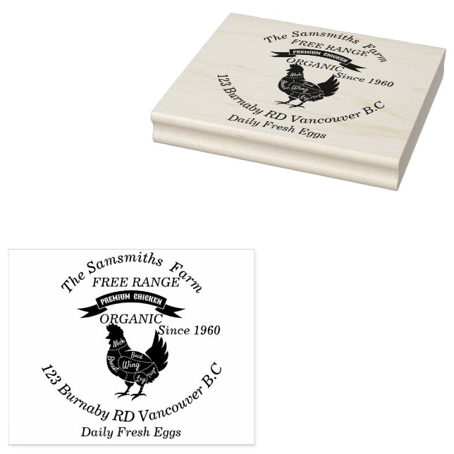 Family Business Chicken Egg Farm Since 1960  Rubber Stamp (Stamped)