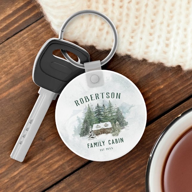 Family Cabin Forest Pine Trees Personalised Key Ring (Creator Uploaded)