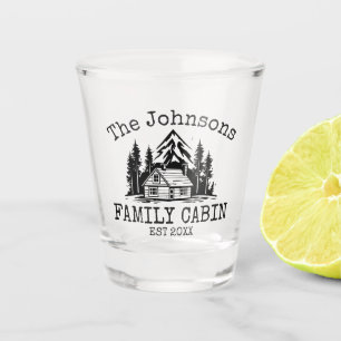 Family Cabin Green Plaid Themed Name Personalised Shot Glass