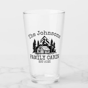 Family Cabin Green Plaid Themed Name Personalized Glass