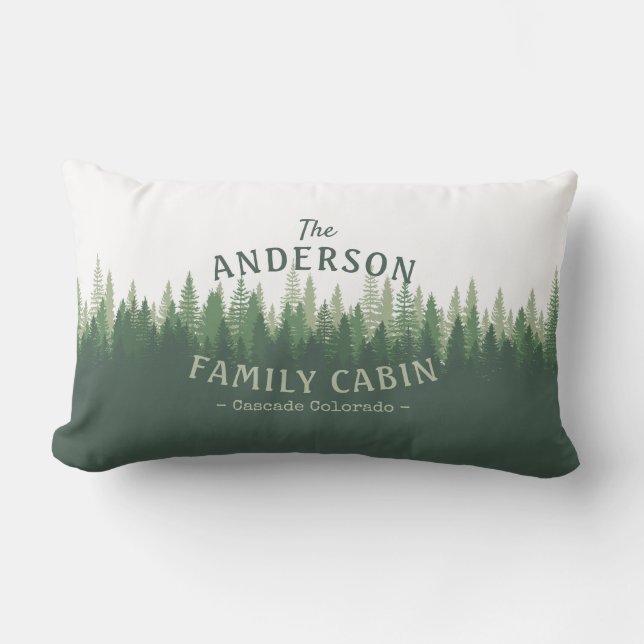 Family Cabin Location Pine Tree Forest Lumbar Cushion (Front)