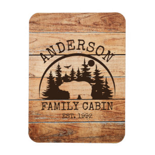 Family Cabin Name Personalised Rustic wooden Magnet