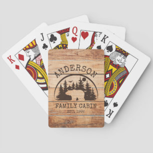  Family Cabin Name Personalised Rustic wooden Playing Cards
