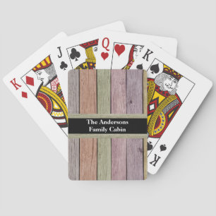 Family Cabin Pastel Wood Plank  Customisable  Playing Cards