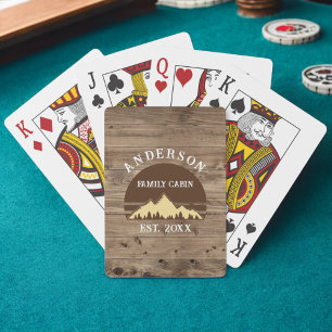 Family Cabin Rustic Retro Trees Family Name  Playing Cards