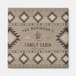 Family Cabin Rustic Southwest Native Tribal Cactus Magnet