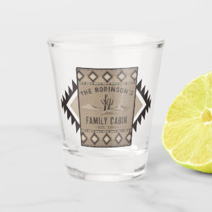 Family Cabin Rustic Southwest Native Tribal Cactus Shot Glass
