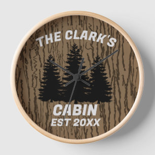 FAMILY CABIN RUSTIC WOOD CUSTOM WALL CLOCK