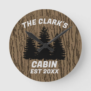 FAMILY CABIN RUSTIC WOOD CUSTOM WALL CLOCK
