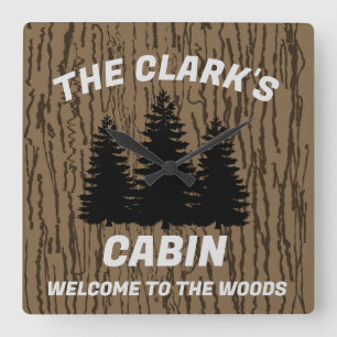 FAMILY CABIN RUSTIC WOOD CUSTOM WALL CLOCK