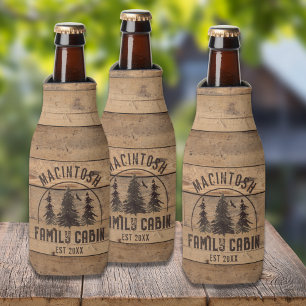 Family Cabin Rustic Wood Personalised Bottle Cooler