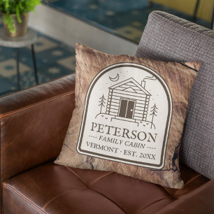 Family Cabin Rustic Wood Personalised Decor Cushion