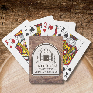 Family Cabin Rustic Wood Personalised Decor Playing Cards