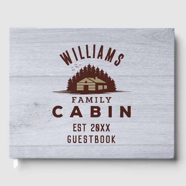 Family Cabin Rustic Wood Personalised  Guest Book (Front)