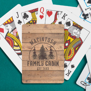 Family Cabin Rustic Wood Personalised Playing Cards