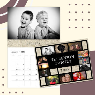 Family Calendar 2026 Monthly Photos  Rustic Black