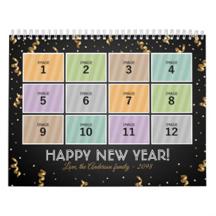 Family Calendar Template 2022 Glitter Custom Photo