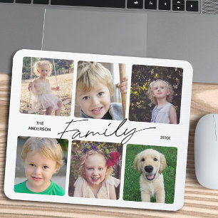 Family Calligraphy 6 Photo Collage Mouse Pad