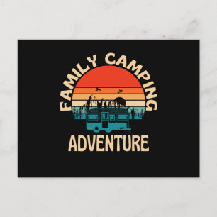 Family Camping Adventure Caravan Postcard