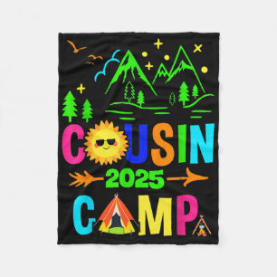 Family Camping Summer Vacation Crew Cousin Camp 20 Fleece Blanket