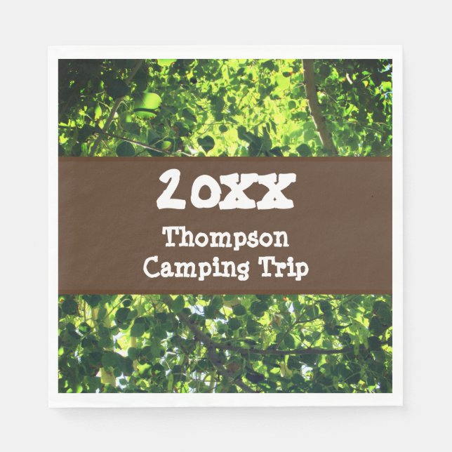 Family Camping Trip Green Summer Reunion Vacation Napkin (Front)