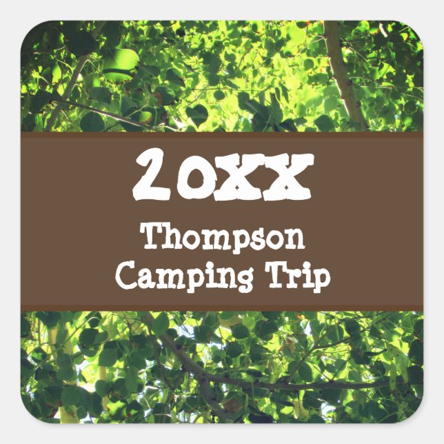 Family Camping Trip Green Summer Reunion Vacation Square Sticker (Front)
