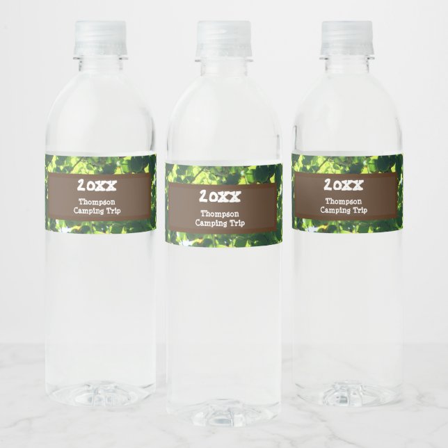 Family Camping Trip Green Summer Reunion Vacation Water Bottle Label (Bottles)